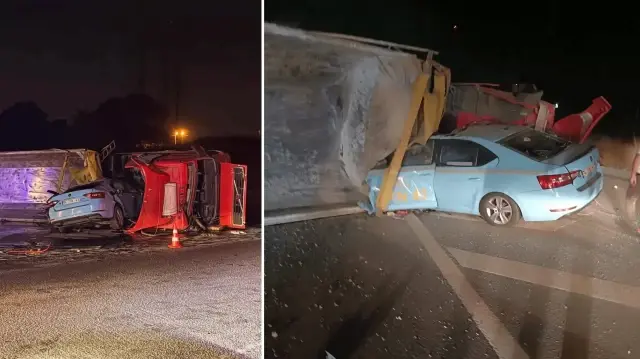 eyupsultanda hafriyat kamyonu taksinin uzerine devrildi taksici hayatini kaybetti pEwzetSF